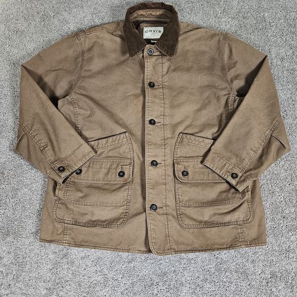 Orvis Barn Chore Jacket Mens 2XL Brown Canvas Quilted Outdoors Farm Work - Picture 1 of 16
